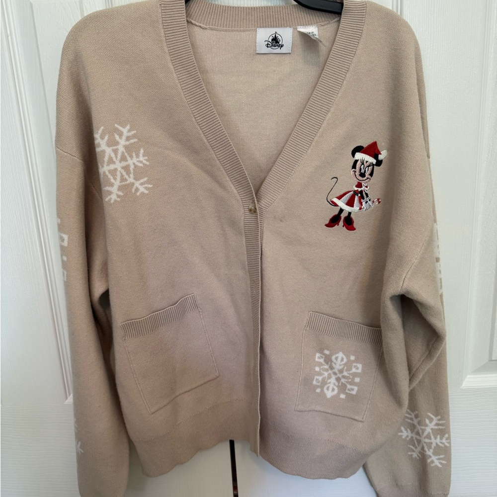 Disney Beige and Red Minnie Mouse Holiday Cardigan